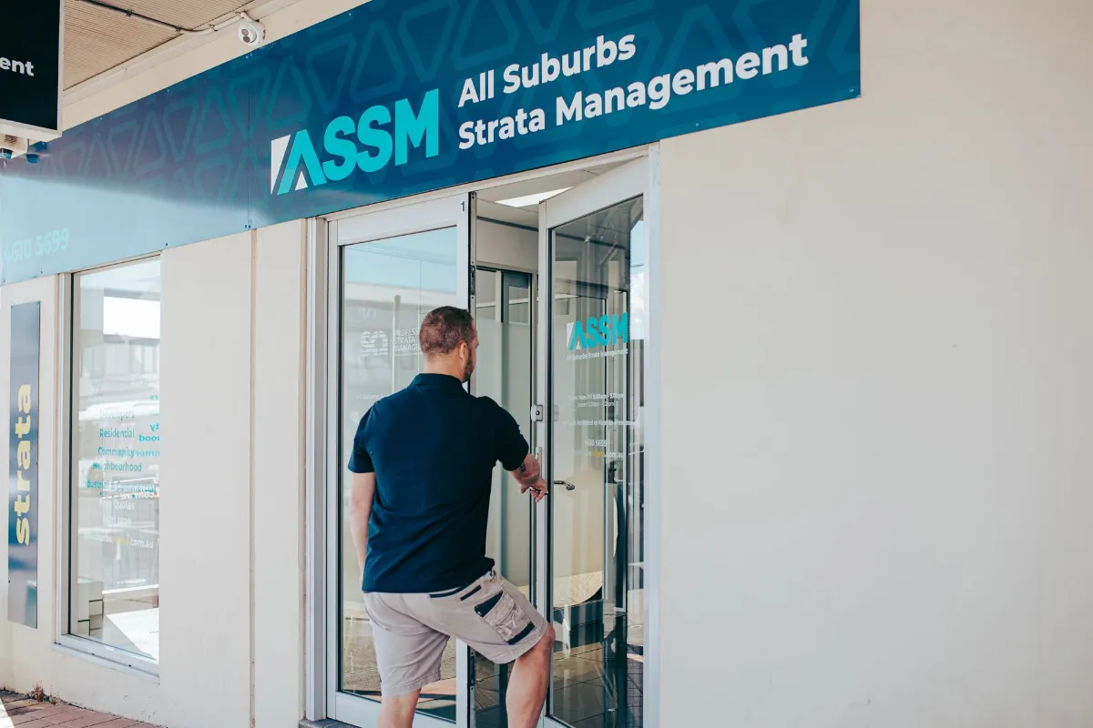 a man going inside the office