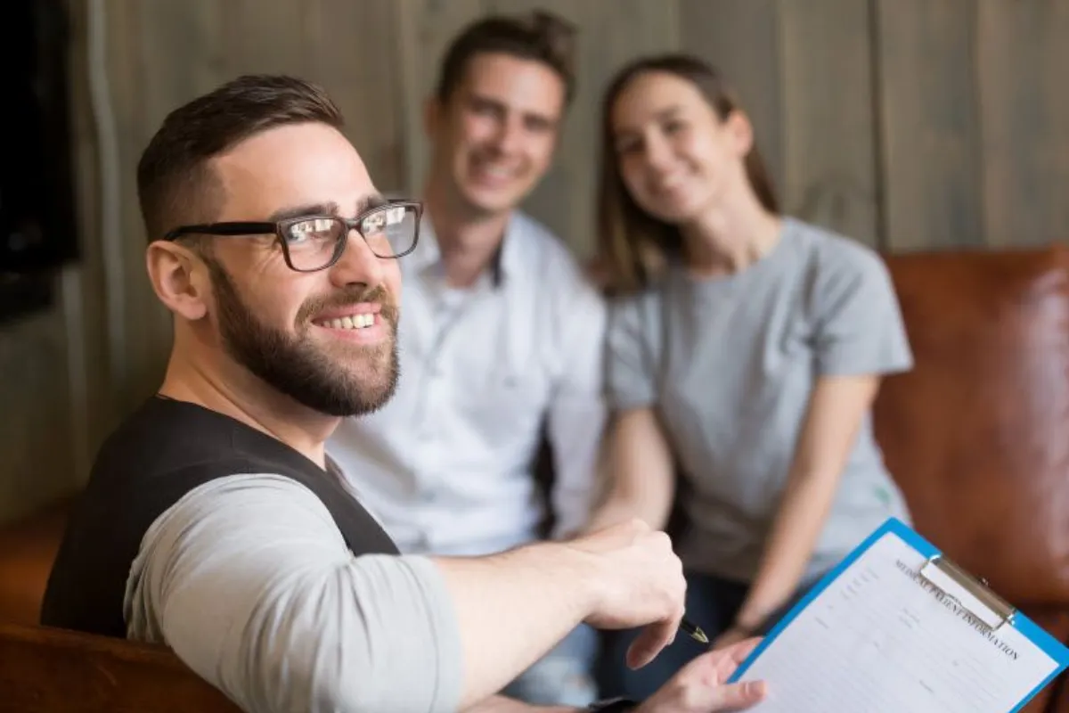 Professional meeting with a couple