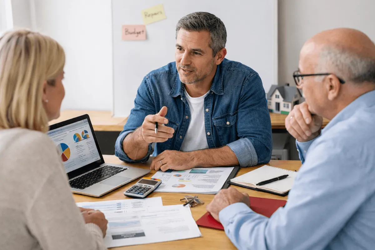 three people having meeting and discussion
